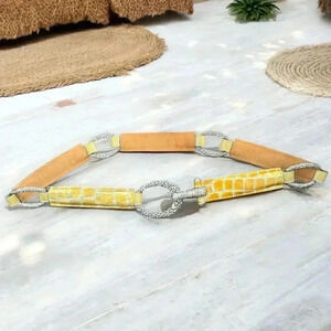 Vintage Brighton croc patent leather western  latch belt Y2K boho 34 cowgirl